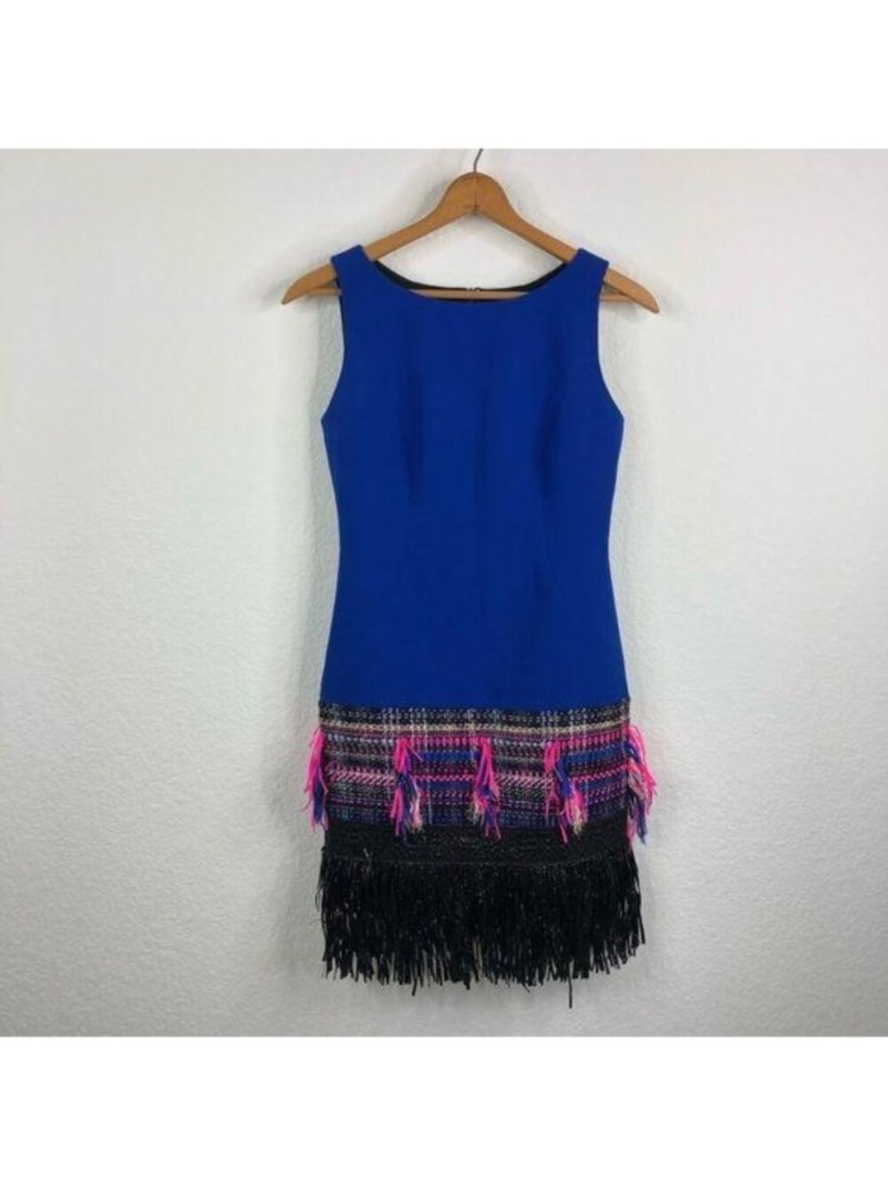 Milly Couture Tweed Fringe Dress Patch Cocktail